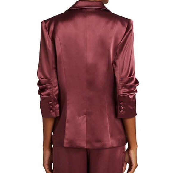 Cinq à Sept 'Khloe' Ruched 3/4-Sleeve Satin Blazer, Nocturne - Picture 3 of 3